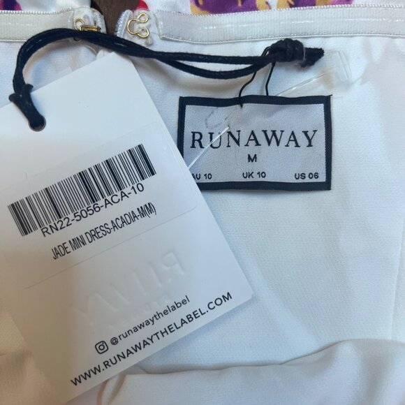 Runaway The Label Strapless Floral Satin Jade Mini Dress Acadia M US 6 UK 10 NWT - Picture 5 of 7